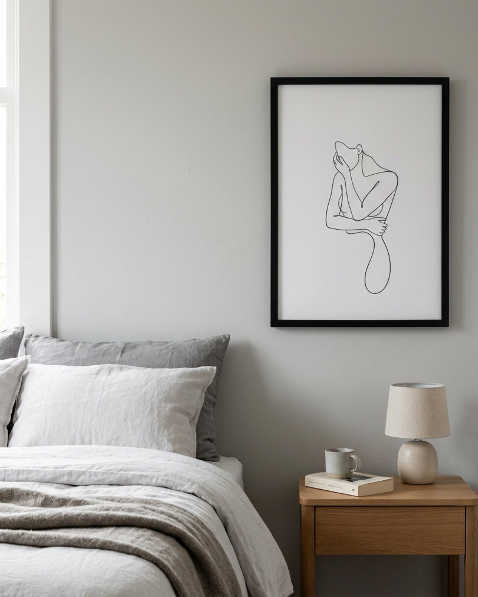 Thwkm Line Art Wall Print Black White 12 x 18 in